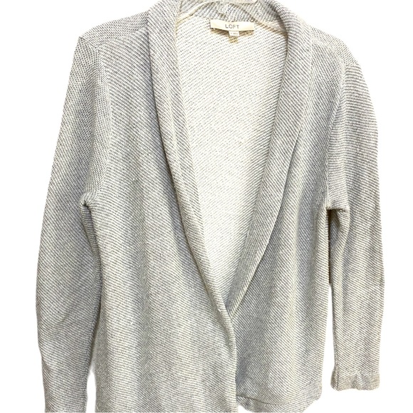 LOFT Grey Open Cotton Cardigan Medium Weight - Sz S - Picture 2 of 8